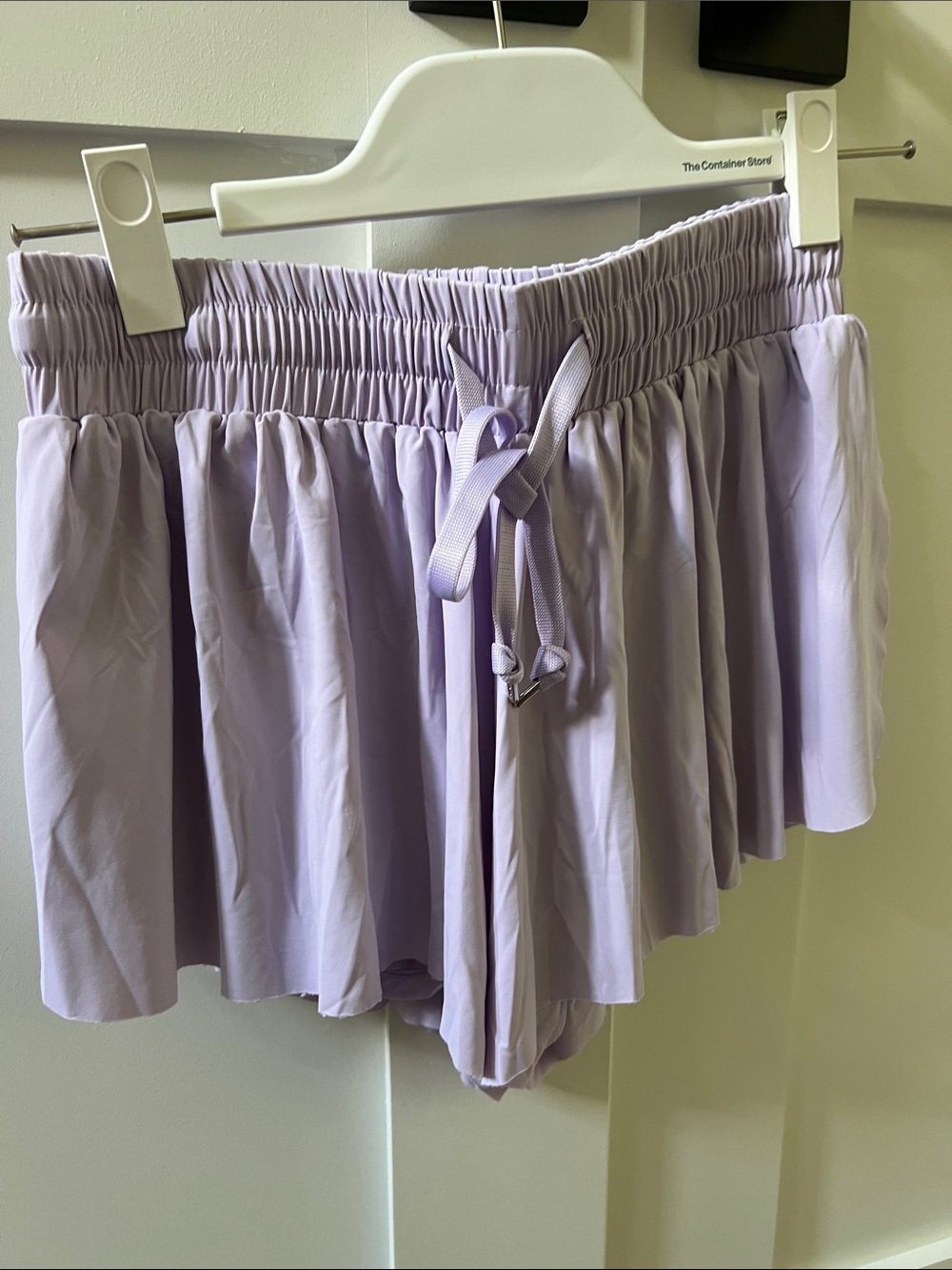 Katie J NYC Light Lavender Ruffle Drawstring Skort